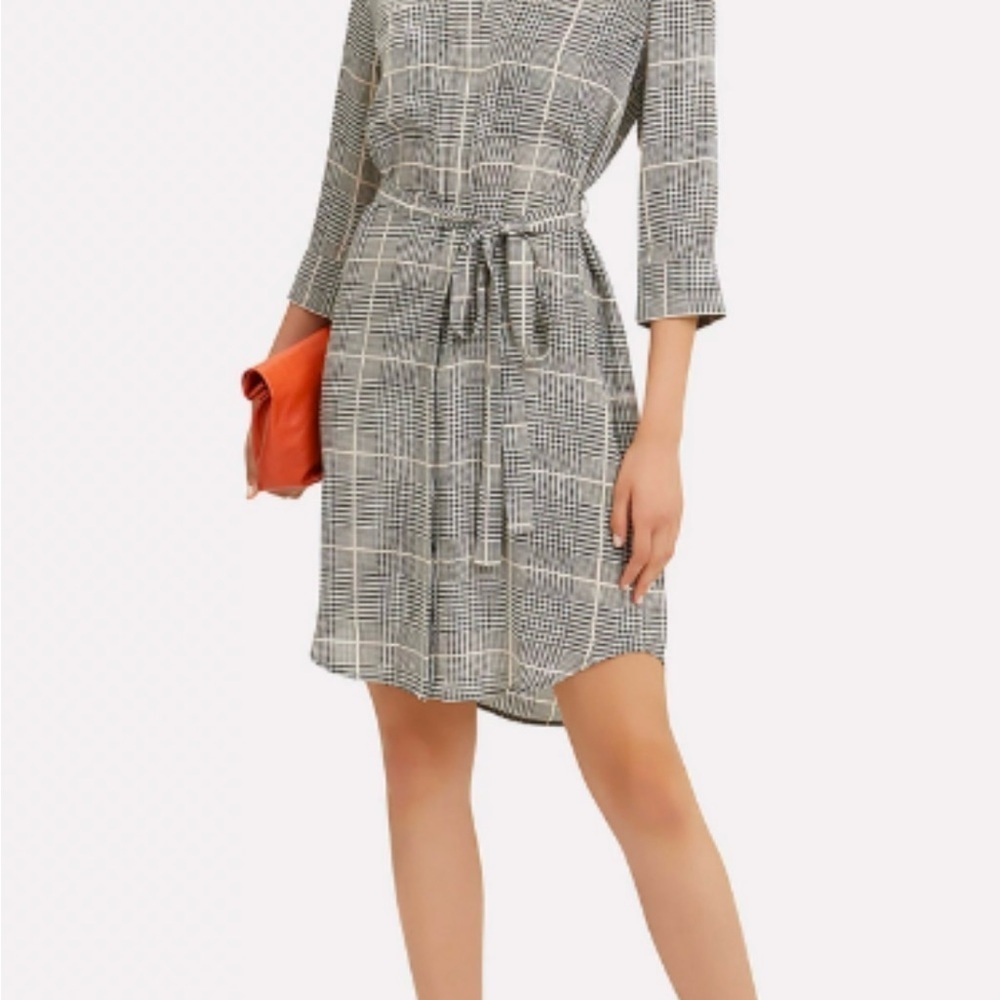 Mimi Chica Shirt Dress 100%Rayon Black and White Buttoned Tie Front. Size L